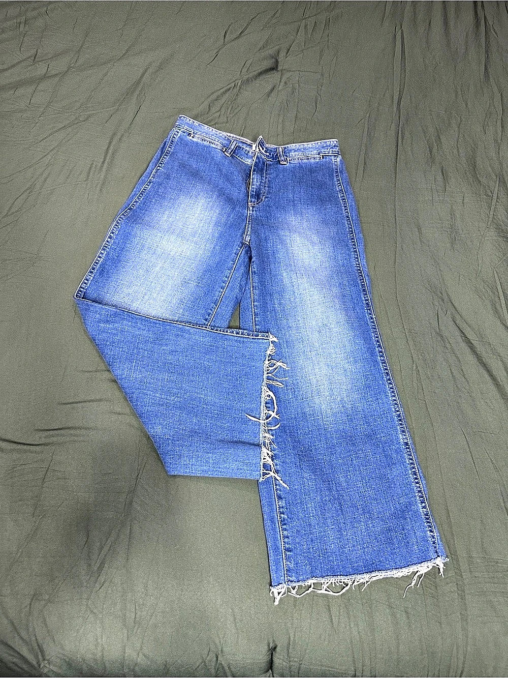 Gap High Rise Wide-Leg Crop Blue Waist 27